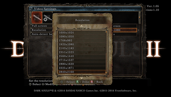 Configuración de la resolución DSR en Dark Souls II