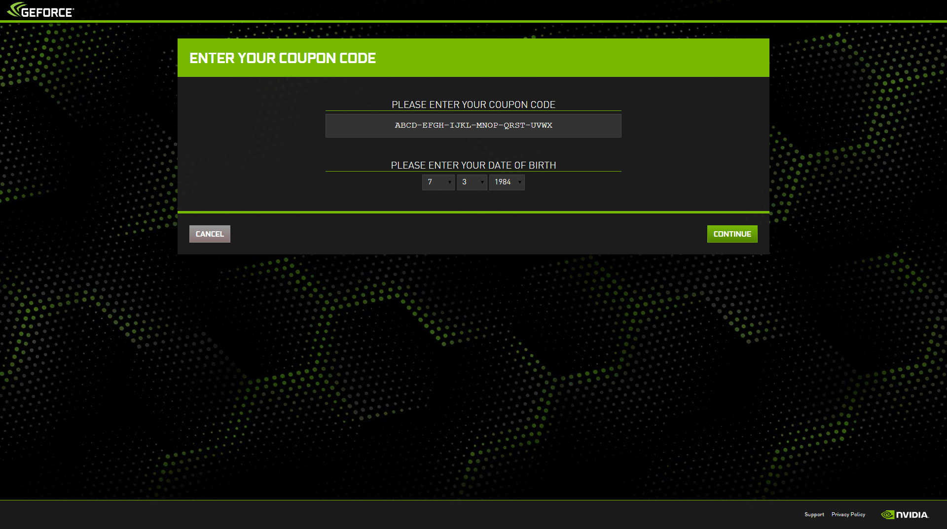 Activer un coupon Nvidia