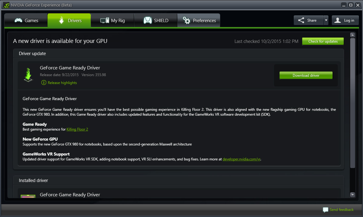 Download nvidia drivers without geforce experience card