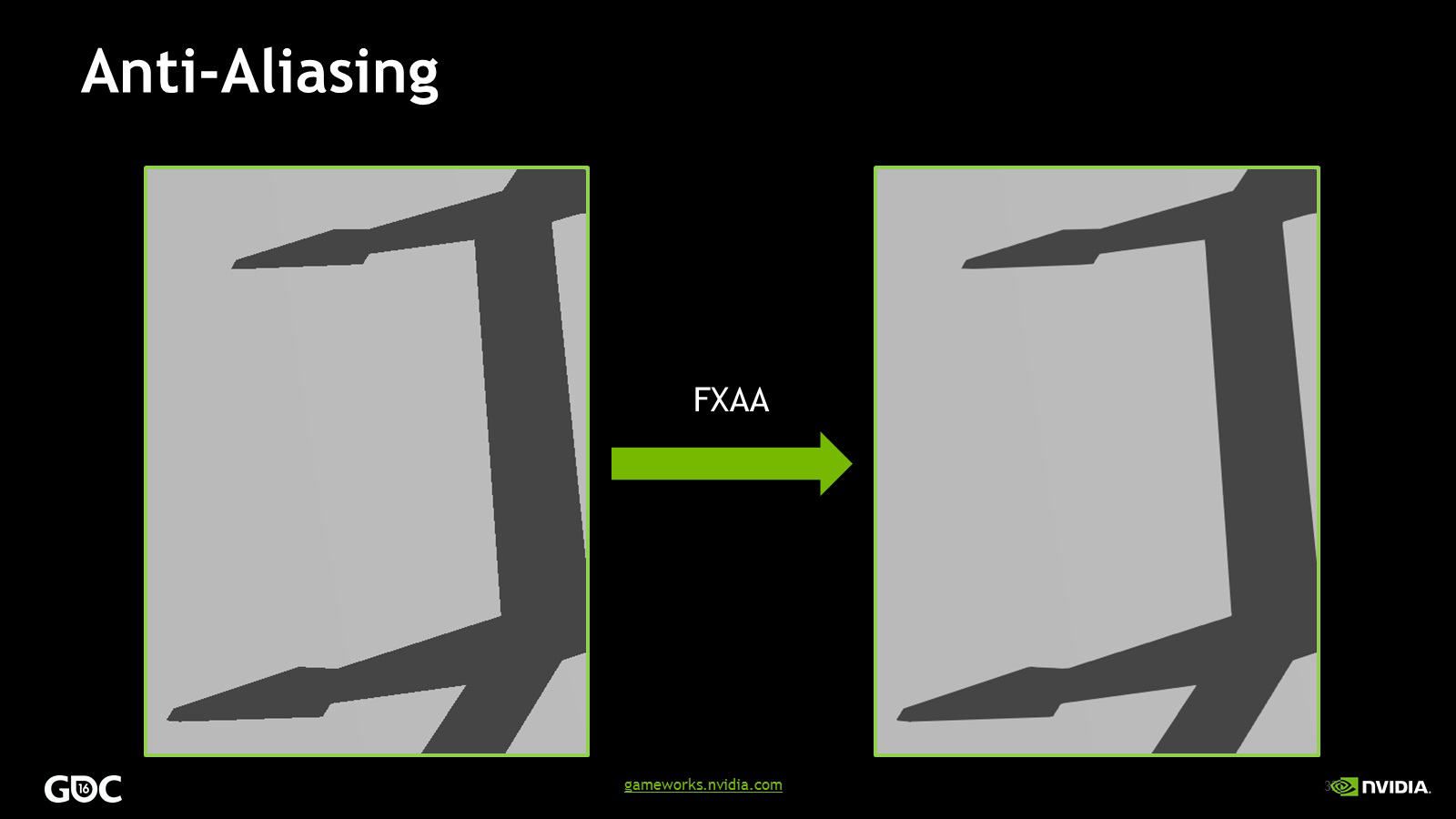 Post-Process Anti-Aliasing is applied to remove aliasing from the edges of shadows