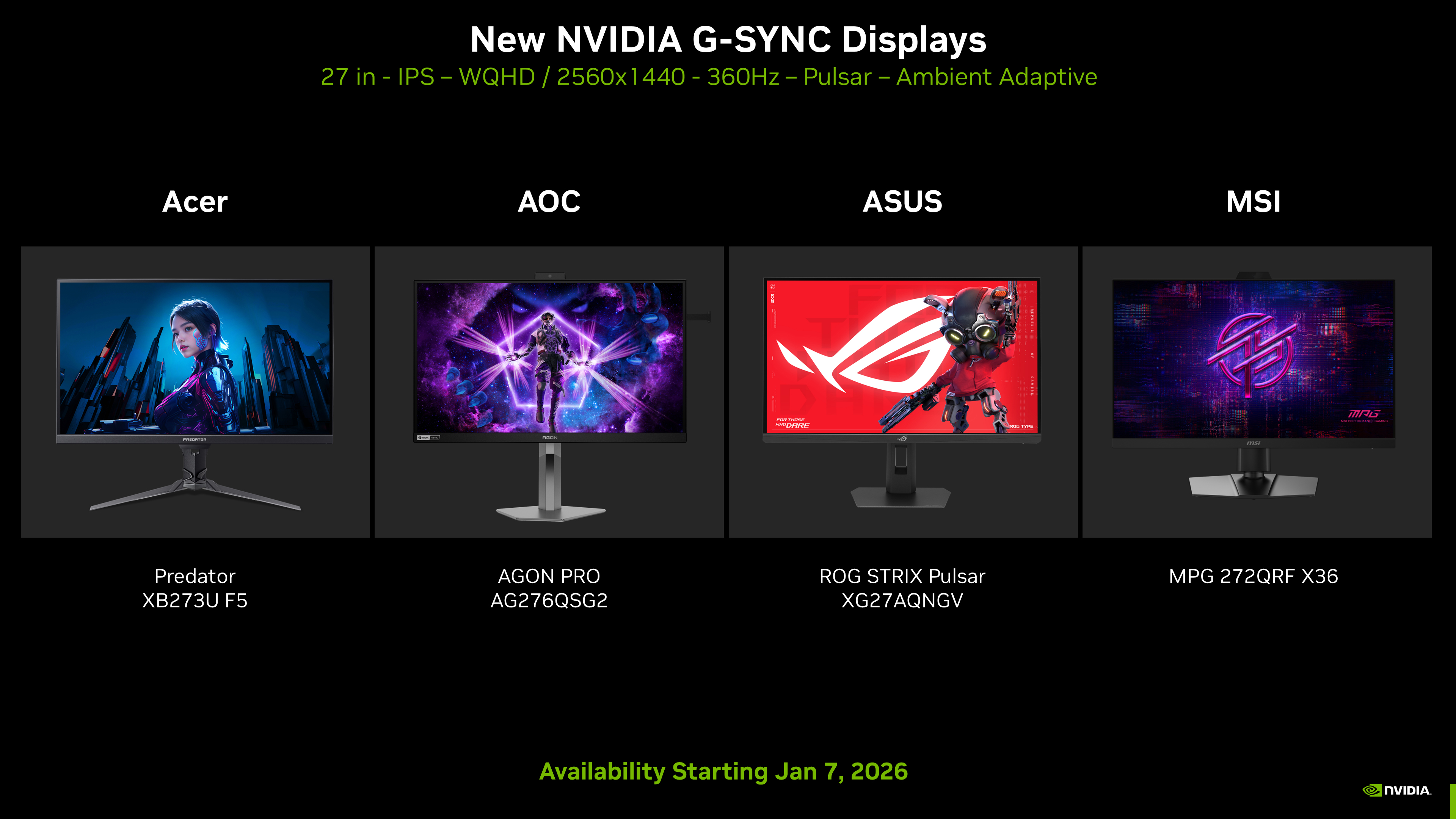 CES 2026 GeForce RTX G SYNC GeForce G Sync Pulsar Gaming Monitors Available January 7 2026 