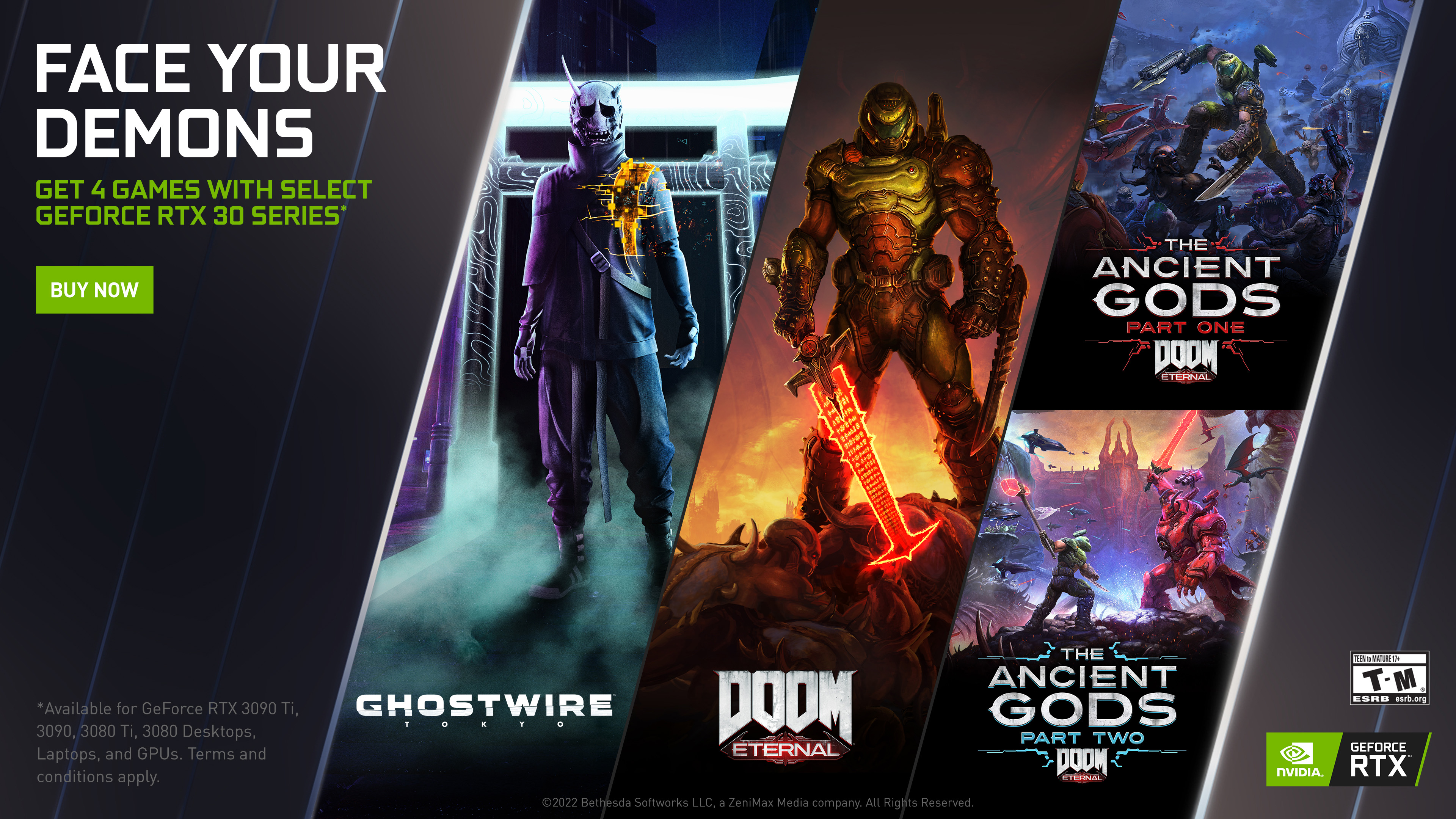 GeForce RTX-Bethesda Softworks Bundle Available Now, Includes Ghostwire:  Tokyo, DOOM Eternal, and the DOOM Eternal Year One Pass, GeForce News