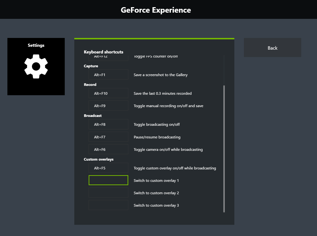 Experience setting. Комбинация джифорс экспириенс. GEFORCE experience комбинация клавиш. GEFORCE experience оверлей. Сочетание клавиш GEFORCE experience.