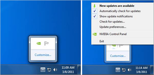 Configure NVIDIA Update - Windows System Tray
