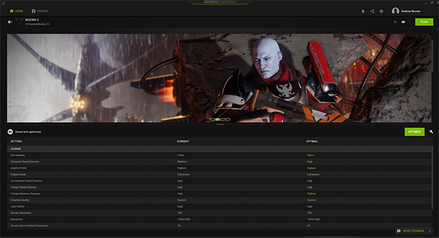 Compatibilidad de GeForce Experience con Destiny 2 desde el día 1