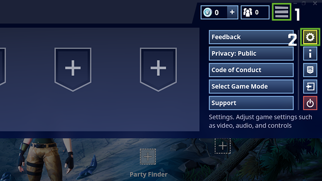 Screen capture of the game settings menu displaying the five