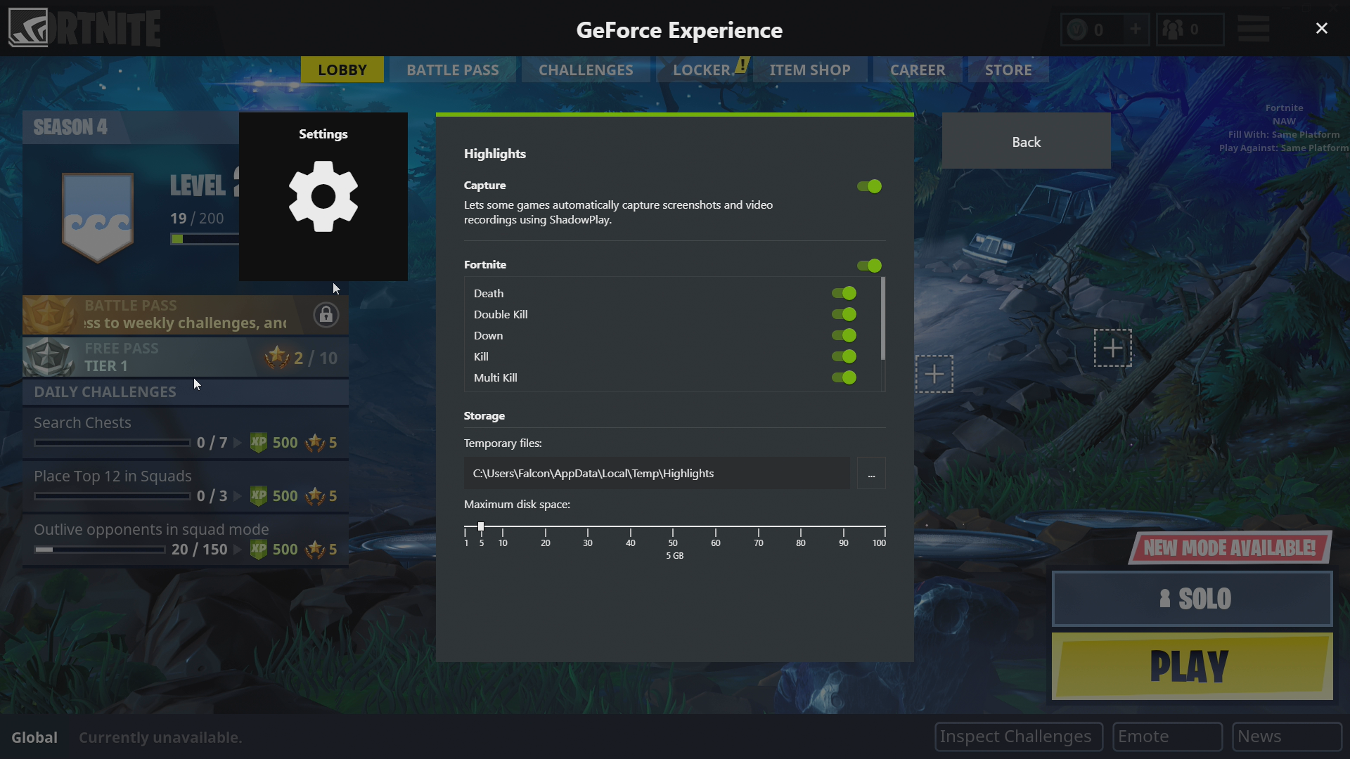 Fortnite Battle Royale How To Enable Nvidia Highlights Geforce - you can confirm h!   ighlights are enabled by pressing alt z then going to settings