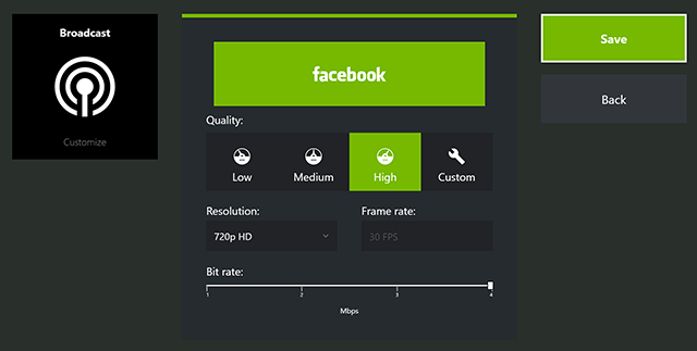 Choose Medium or Low to reduce bandwidth requirements