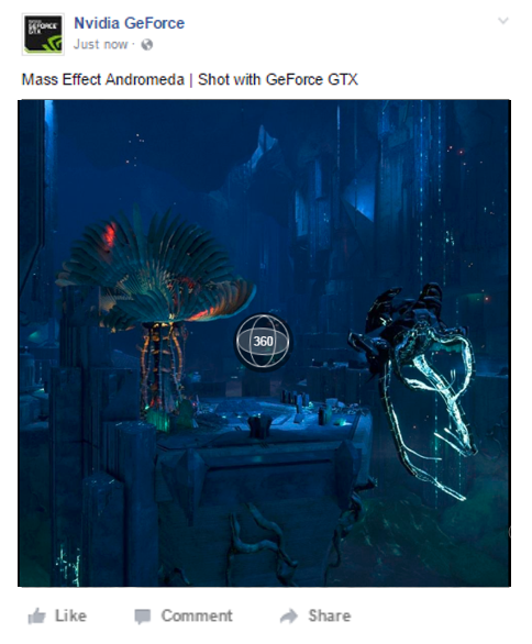 GeForce Experience で通常のスクリーンショットや NVIDIA Ansel スクリーンショットを Facebook のタイムラインに直接アップロード