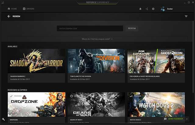 A future update will enable you to manage Rewards and Giveaways with ease in GeForce Experience