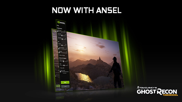 NVIDIA Photo Mode sera disponible dans Ghost Recon Wildlands à son lancement le 7 mars 2017. NVIDIA Photo Mode will be available in Ghost Recon Wildlands at launch on March 7th