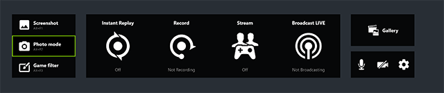 The new Photo Mode button enables you to access NVIDIA Ansel from the Alt+Z Share Overlay