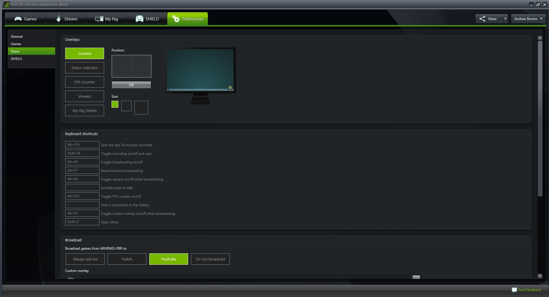 geforce experience overlay hotkey