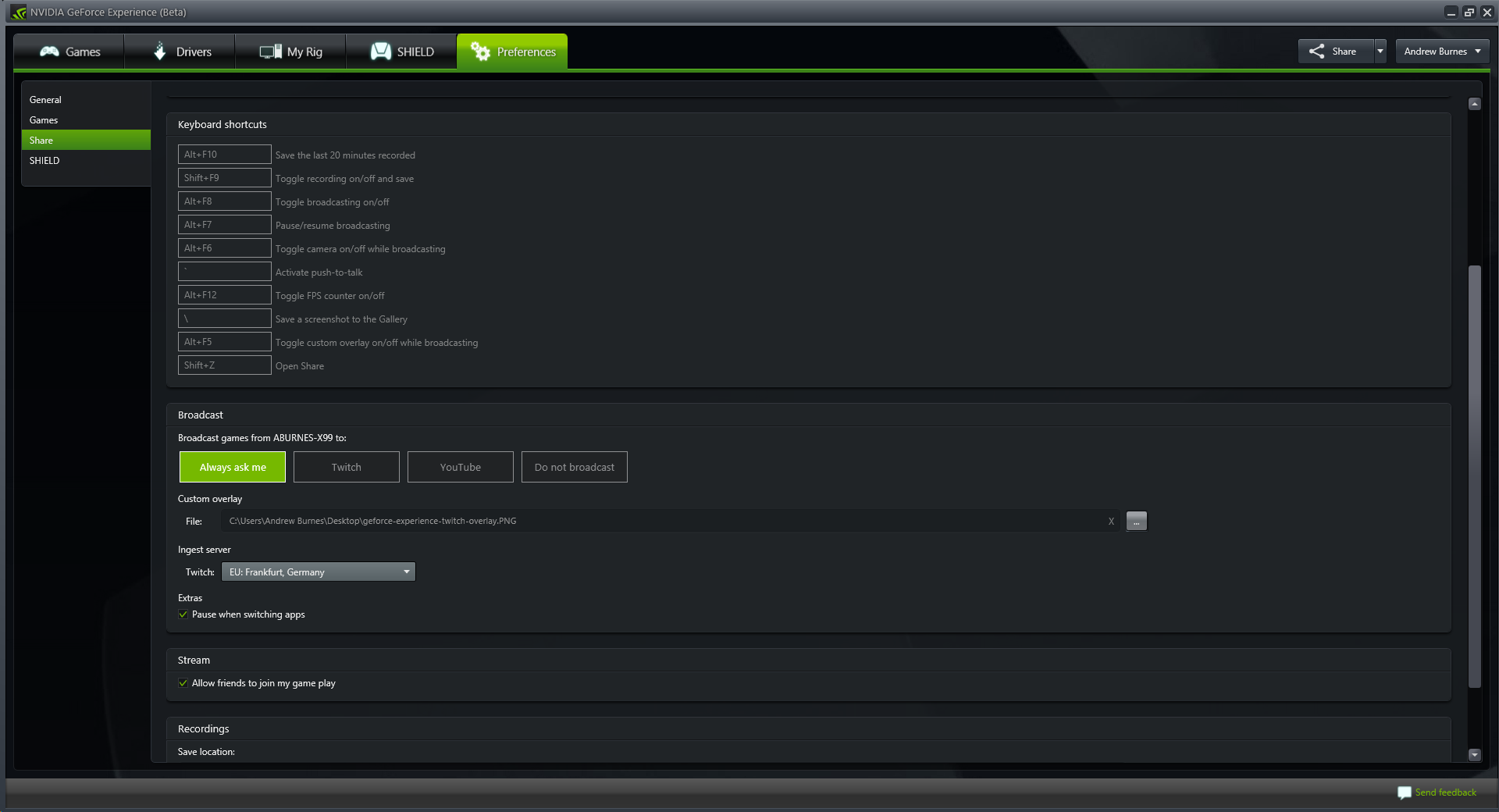 geforce experience video capture