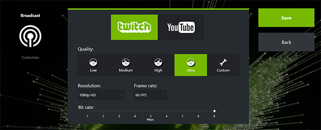 nvidia geforce experiance broadcast to twitch live failed