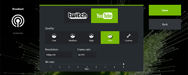 nvidia geforce experiance broadcast to twitch live failed