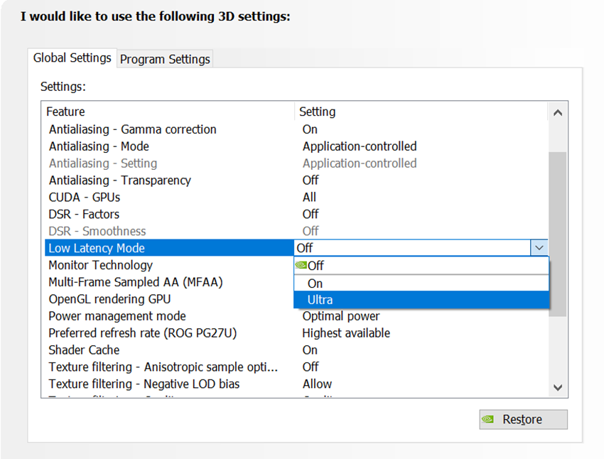 Optimize NVIDIA Control Panel settings for gaming performance