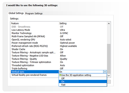 nvidia control panel best settings for gsync on