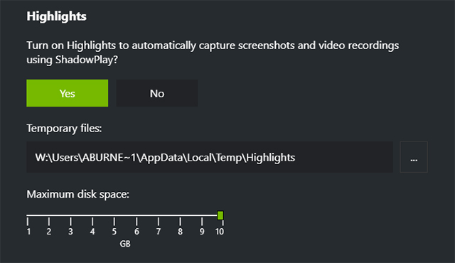 ShadowPlay Highlights in LawBreakers: Increase the number of Highlights that can be saved by increasing the maximum disk space option in GeForce Experience's settings