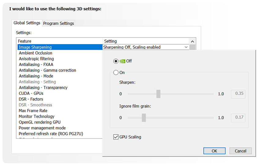 nvidia control panel 3d settings