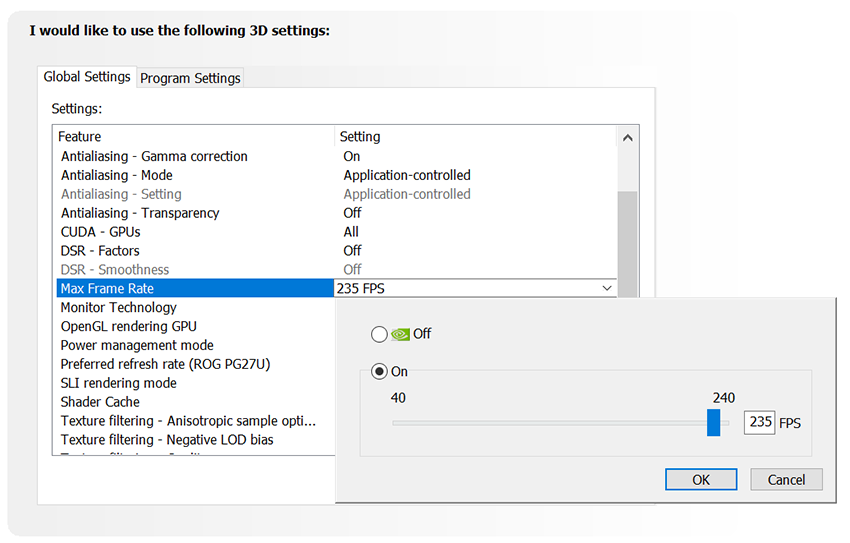 nvidia manage 3d settings