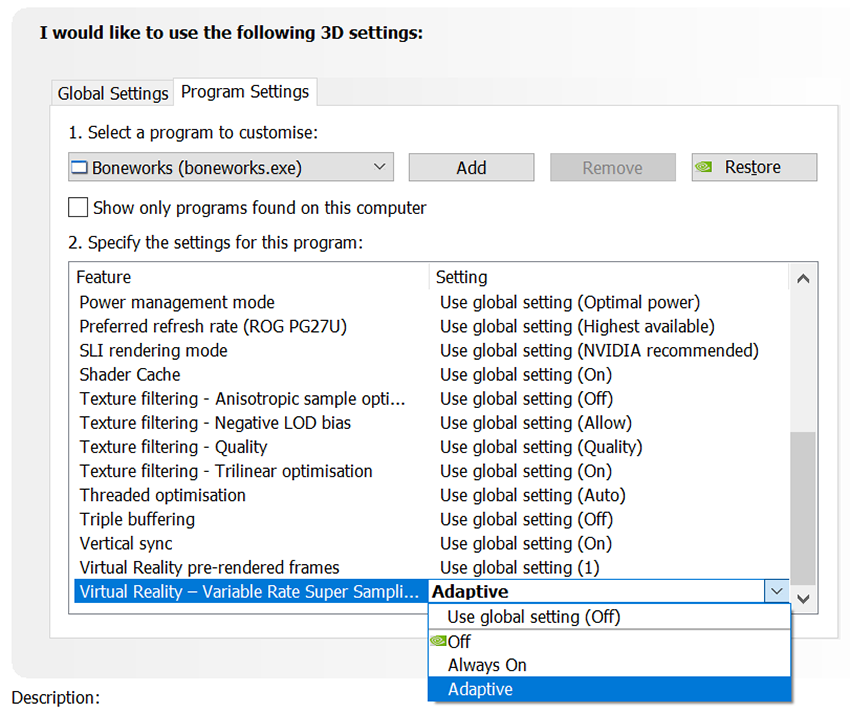 nvidia control panel 3d settings for gaming