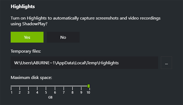PlayerUnknown's Battlegrounds with GeForce Experience's ShadowPlay Highlights -  Increase the number of Highlights that can be saved by increasing the maximum disk space option in GeForce Experience's settings