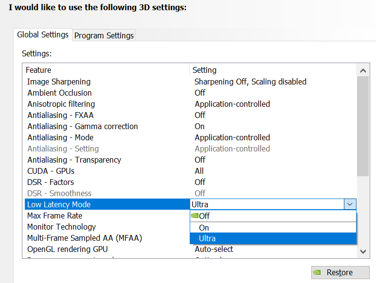 Nvidia hot sale drivers settings