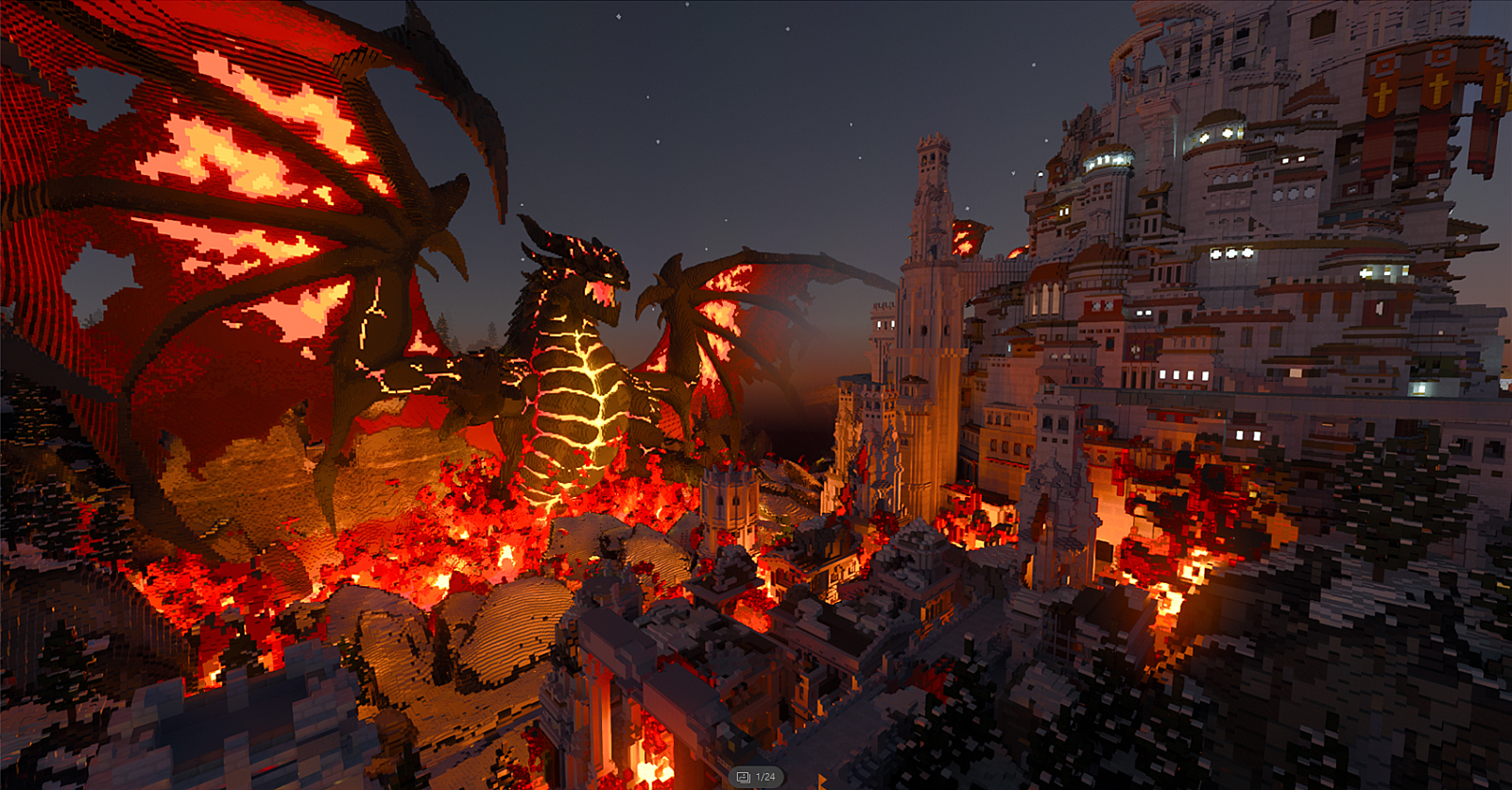 Minas Tirith, not finished designing. We built the entire thing in survival  and designed in creative. : r/Minecraft