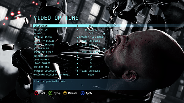 Batman: Arkham Origins running at max settings on a GeForce GTX TITAN SLI PC.